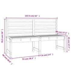 Vidaxl Zahradní lavice bílá 157,5 cm masivní borové dřevo