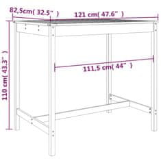 Greatstore Zahradní stůl 82,5 x 82,5 x 110 cm masivní borové dřevo