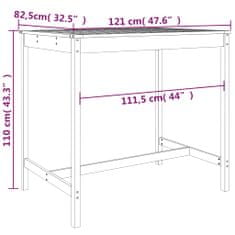 Greatstore Zahradní stůl bílý 121 x 82,5 x 110 cm masivní borové dřevo