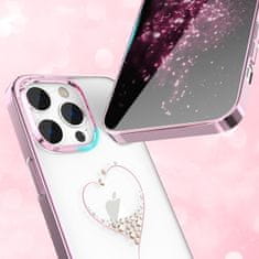 Kingxbar Wish Series silikonové pouzdro s original Swarovski crystals na iPhone 14 6.1" Pink