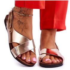 Kožené sandály na suchý zip Gold velikost 38