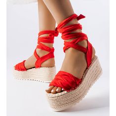 Červené espadrilky Loiseau na platformě velikost 39