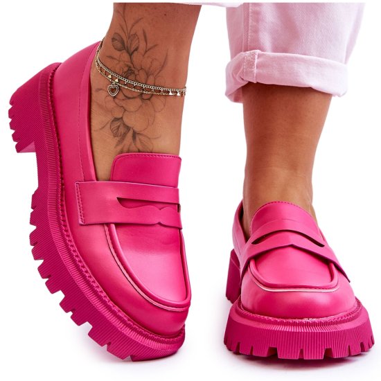 Kožené mokasíny Slip-on Platform Pink