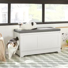 SoBuy SoBuy FSR136-W Domeček pro kočky Lavice s domečkem pro domácí mazlíčky Jeskyně pro kočky Bílá 90x44x36cm