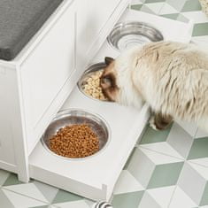 SoBuy SoBuy FSR136-W Domeček pro kočky Lavice s domečkem pro domácí mazlíčky Jeskyně pro kočky Bílá 90x44x36cm