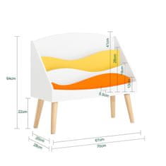 SoBuy SoBuy KMB63-W Dětská polička Knihovna Odkládací polička pro děti Nábytek do dětského pokoje Bílá 70x64x28cm