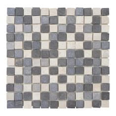 MCW Kamenná dlažba Vigo T690, mramorové čtverce z přírodního kamene, 11 kusů po 30x30cm = 1m2 ~ šedobílá