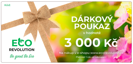 EcoRevolution Dárkový poukaz EcoRevolution - 3 000 Kč Varianta poukazu: Elektronický poukaz