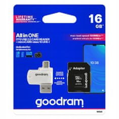 GoodRam Paměťová karta 16GB + SD microUSB adaptér