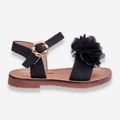 Módní dětské sandály s květinami černé velikost 20