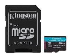 Kingston Paměťová karta microSDXC CanvasGoPlus 64GB