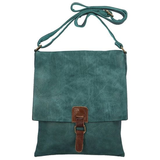 Paolo Bags Koženková crossbody s klopou Lora, zelenomodrá