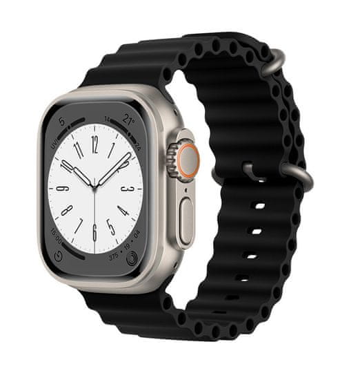 TopQ Silikonový řemínek Rugged pro Apple Watch 42-44-45-49 mm černý 95836