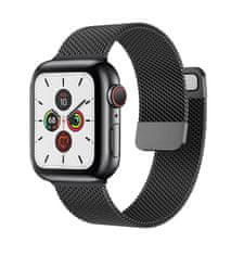 TopQ Kovový řemínek LUXURY Magnet pro Apple Watch 42-44-45-49 mm černý 95818