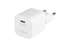 FIXED Set síťové nabíječky Mini s USB-C výstupem a USB-C/Lightning kabelu, podpora PD, 1.2 metr, MFI, 30W, bílý