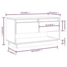 Vidaxl TV skříňka bílá 74 x 34 x 40 cm masivní borové dřevo