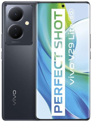 VIVO V29 Lite 5G, 8GB/128GB, výkonný chytrý telefon moderní mobilní dotykový telefon smartphone AMOLED displej Bluetooth 5.1 technologie wifi dual sim micro čtečka otisků rychlonabíjení flashcharge 44W 5G připojení podpora 5G síť mobilní inteligentní 64mpx fotoaparát natáčení videa v 4k rozlišení technologie NFC Android výkonná baterie Qualcomm Snapdragon 695 5G optická stabilizace obrazu