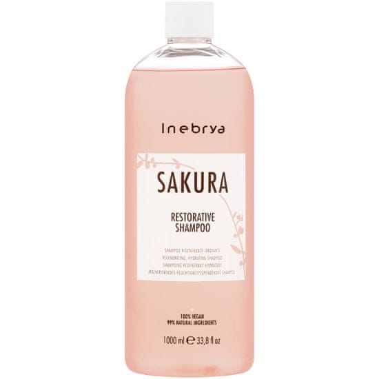 Inebrya Sakura Restorative hydratační šampon, Obohaceno extraktem z třešňového květu, Hydratační a vyživující účinek na vlasy, 1000ml