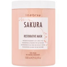 Inebrya Sakura Restorative - veganská maska na posílení vlasů, revitalizace a zklidnění vlasové pokožky, jemné složení nezatěžuje vlasy, 1000ml