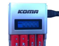 KOMA NB28 - Nabíječka baterií s LCD displejem - 2x AA 2200 mAh, 2x AAA 800 mAh