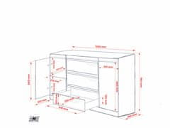 3xEliving Komoda DEMI 2D3S 120 CM, 120 cm dlouhé , béžová