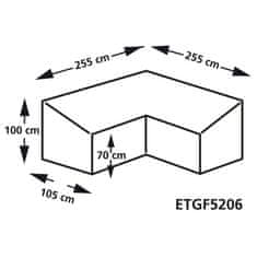 Greatstore Eurotrail Plachta na zahradní nábytek ve tvaru L 255x255x100/70cm šedá