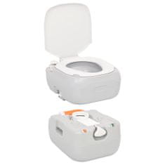Vidaxl Přenosná kempingová toaleta šedá a bílá 22+12 l HDPE