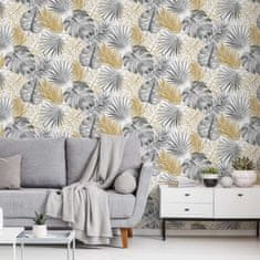 Greatstore DUTCH WALLCOVERINGS Tapeta Listy monstery černá