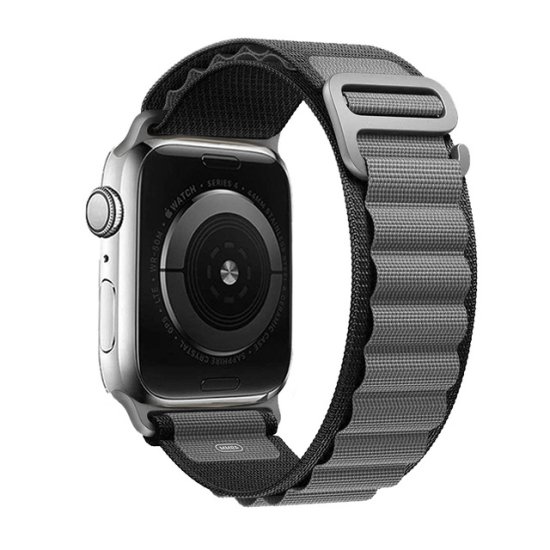 TopQ Textilní řemínek Wavy pro Apple Watch 42-44-45-49 mm černo-šedý 95881