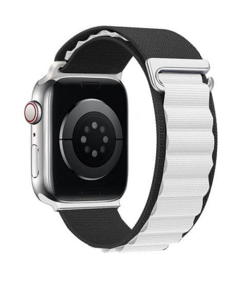 TopQ Textilní řemínek Wavy pro Apple Watch 42-44-45-49 mm černo-bílý 95884