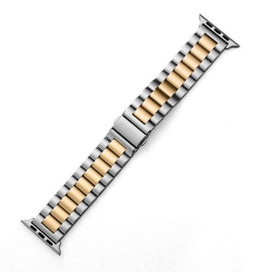 TopQ Ocelový řemínek Hard pro Apple Watch 38-40-41 mm stříbrno-bronzový 95875