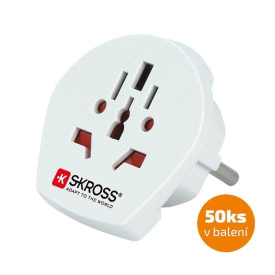 Skross cestovní adaptér Europe pro cizince v ČR, 50-pack, typ E/F, PA30-50