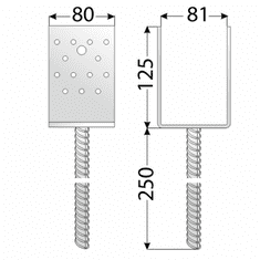 Patka sloupku typu "U" 81 x 125 x 80 mm PSS 80 