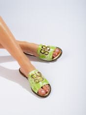 Amiatex Krásné nazouváky zelené dámské bez podpatku + Ponožky Gatta Calzino Strech, odstíny zelené, 41