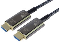 PremiumCord optický fiber kabel, Ultra High Speed HDMI 2.1, 8K@60Hz, zlacené, opletený, 10m