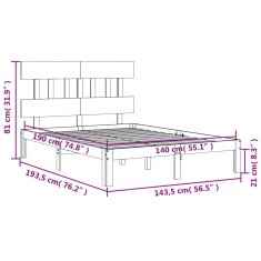 Vidaxl Postel bez matrace bílá 140 x 190 cm masivní borovice