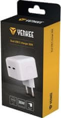 Yenkee síťová nabíječka Dual YAC 2133, 2x USB-C, 36W, bílá