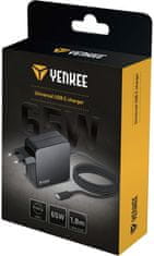 Yenkee síťová nabíječka YAU C65, USB-C, 65W, černá