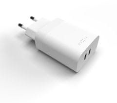 FIXED síťová nabíječka s 2x USB-C, PD, 35W, bílá