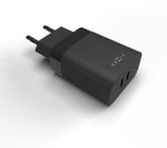 FIXED síťová nabíječka s 2x USB-C, PD, 35W, černá