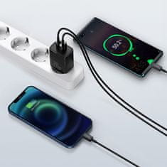 BASEUS síťová nabíječka, USB-C, USB-A, 20W, černá