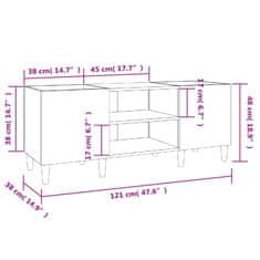 Vidaxl Skříňka na LP desky hnědý dub 121x38x48 cm kompozitní dřevo