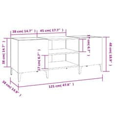 Vidaxl Skříňka na LP desky černá 121 x 38 x 48 cm kompozitní dřevo