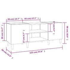 Greatstore Skříňka na LP desky šedá sonoma 121x38x48 cm kompozitní dřevo