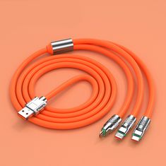 Netscroll Všestranný nabíjecí kabel, multifunkční 3-v-1 rychlý nabíjecí kabel s USB-C, Micro USB a Lightning konektory, 1.2m, LED indikátor, pro iPhone nebo Android, skvělý na cestování, FlexCharger