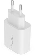 Belkin síťová nabíječka PPS, USB-C PD, 25W, bílá