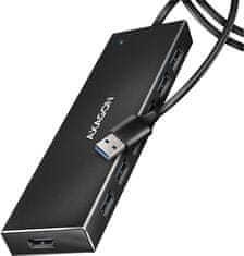 AXAGON HUE-F7A, 7x USB 3.2 Gen 1, ALU FLAT CHARGING hub, micro USB, kabel USB-A 1m