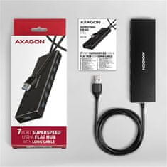 AXAGON HUE-F7A, 7x USB 3.2 Gen 1, ALU FLAT CHARGING hub, micro USB, kabel USB-A 1m