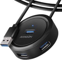 AXAGON HUE-P1AL 4x USB 3.2 Gen 1 ROUND hub, micro USB, kabel USB-A 1,2m