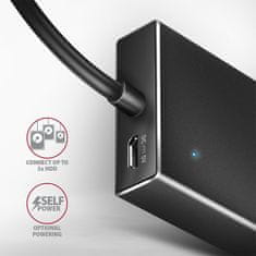 AXAGON HUE-F7C, 7x USB 3.2 Gen 1, ALU FLAT CHARGING hub, micro USB, kabel USB-C 30cm